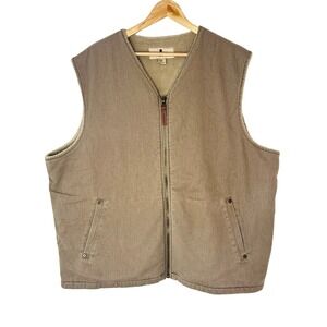 Woolrich‎ Mens Sherpa Lined Canvas Vest Dark Wheat 2XL Workwear Outdoor
